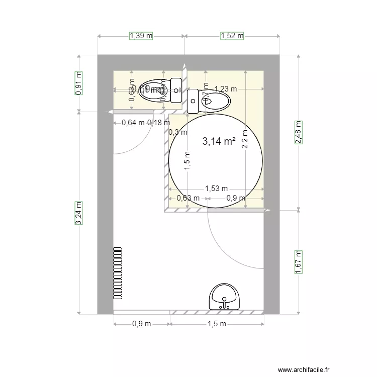 WC fanny version 1. Plan de WC fanny version 1. Plan de