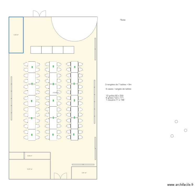 salle 2. Plan de 5 pièces et 175 m2