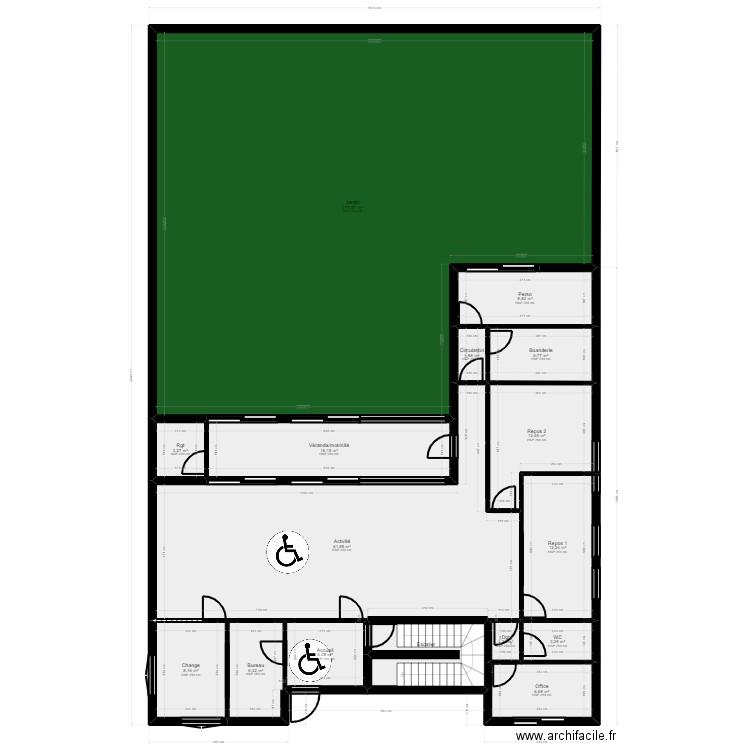 78M5F Projet. Plan de 19 pièces et 443 m2