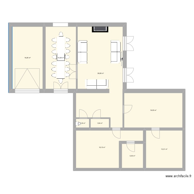 Marcy rdc mode grand diner aout 2023. Plan de 9 pièces et 136 m2