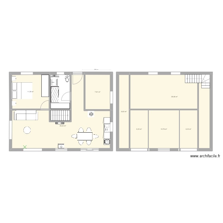 BaseMiq. Plan de 8 pièces et 114 m2