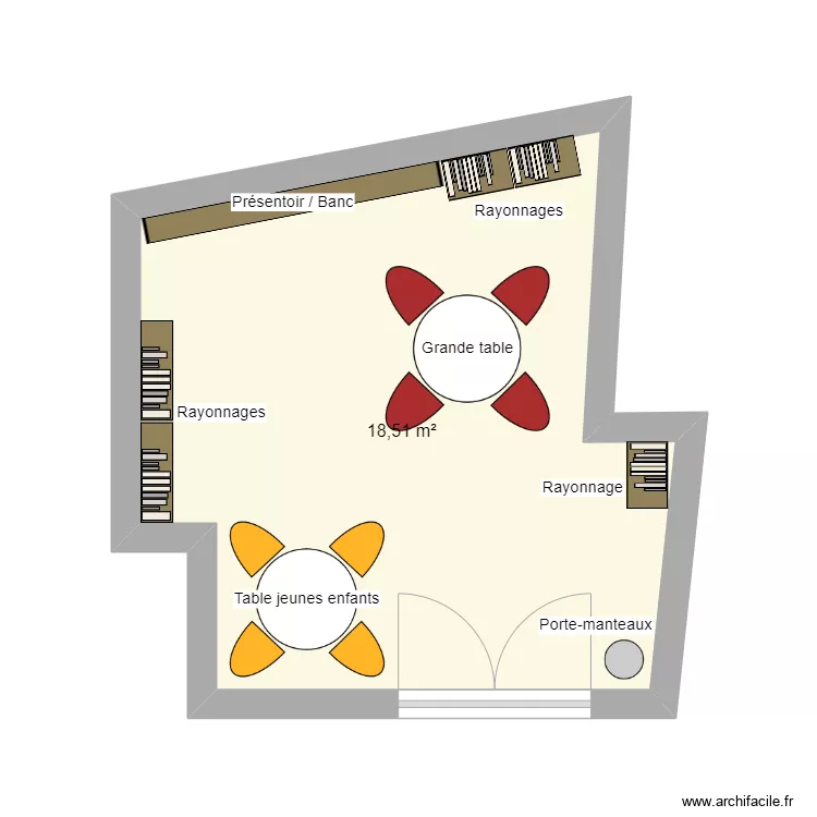 Salle de jeux. Plan de 