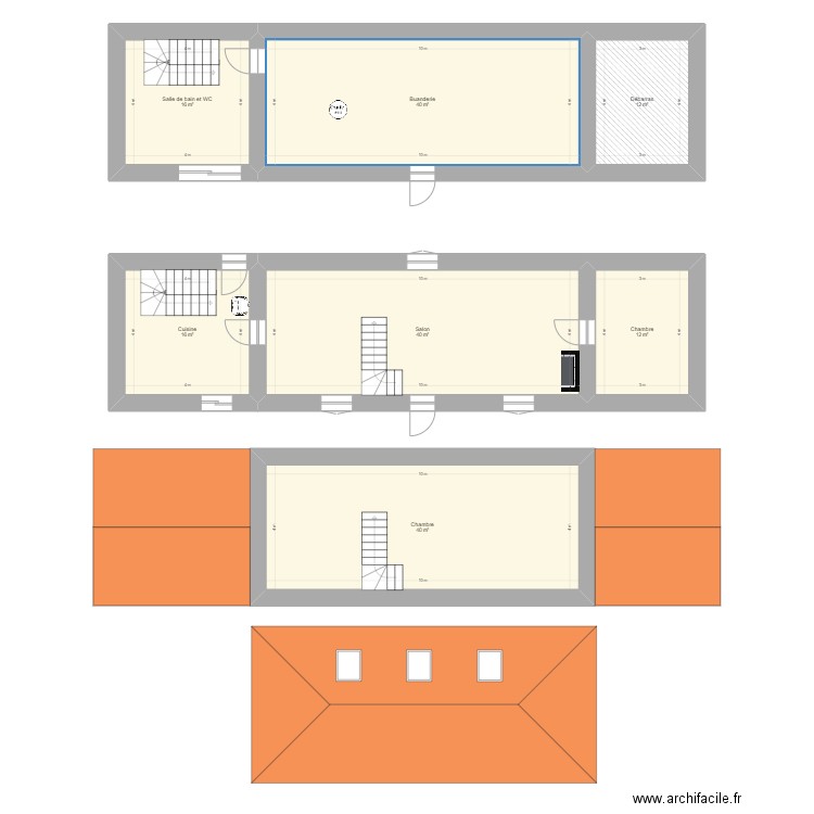 Faycelles. Plan de 7 pièces et 176 m2