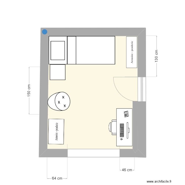 Chambre Antoine V4. Plan de 1 pièce et 10 m2