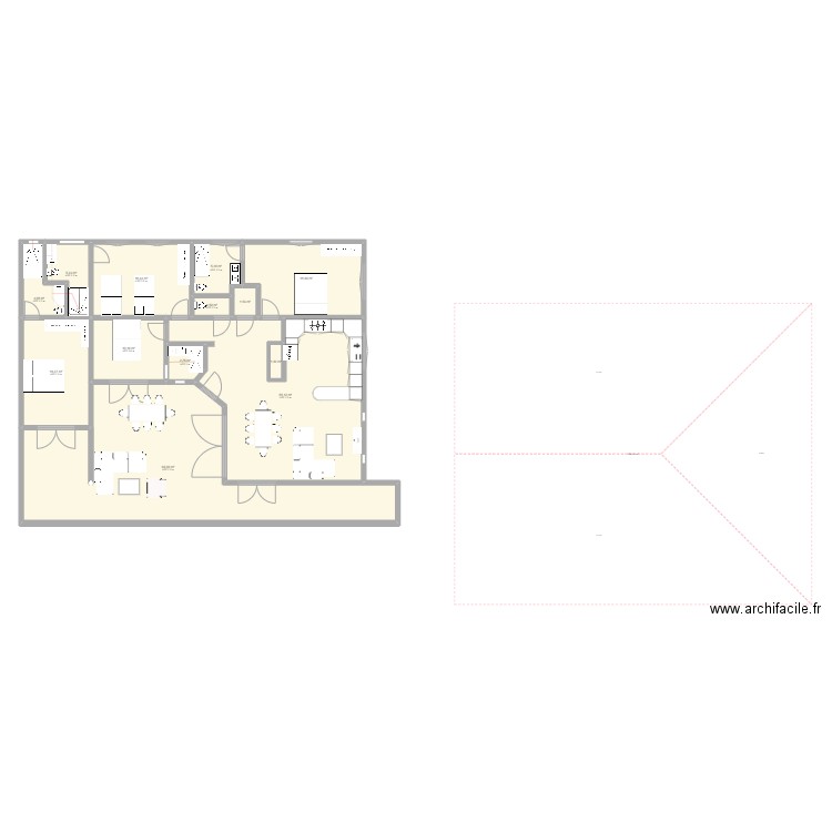 villa Marco. Plan de 13 pièces et 210 m2