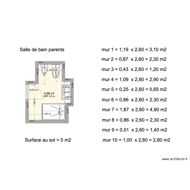 SDB Parents Appt 5 Bab Al Irfane. Plan de 0 pièce et 0 m2