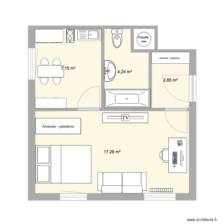 Plan - ancien studio. Plan de 0 pièce et 0 m2