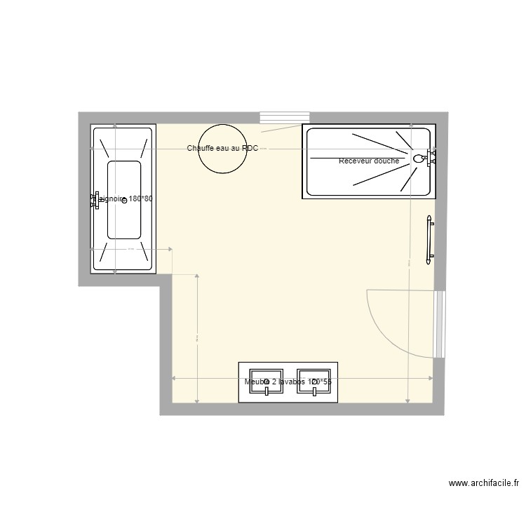 SDB implantation. Plan de 1 pièce et 12 m2