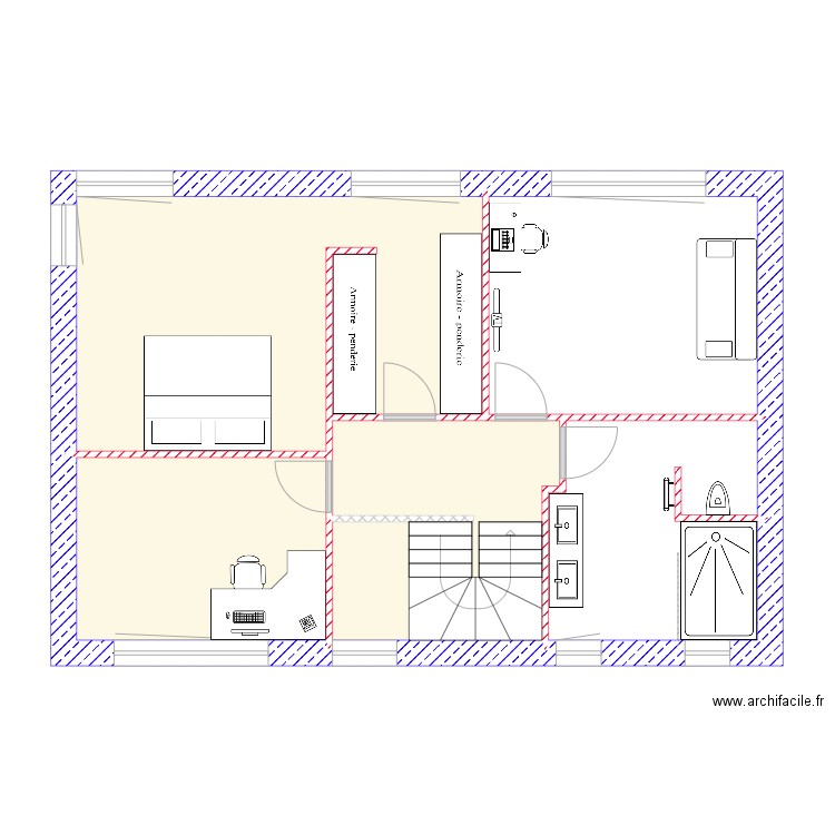 Nouveaux plan étage. Plan de 5 pièces et 70 m2