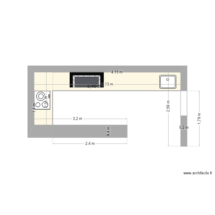 MAISON Mélanie. Plan de 1 pièce et 3 m2