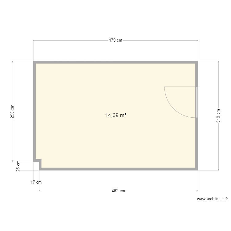 HCS room. Plan de 1 pièce et 14 m2