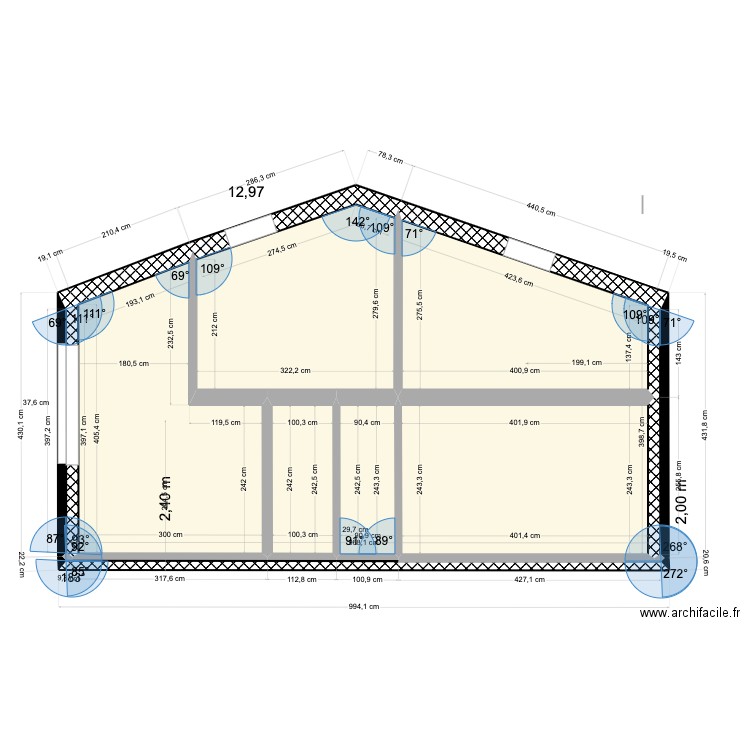Plan de coupe 1. Plan de 0 pièce et 0 m2