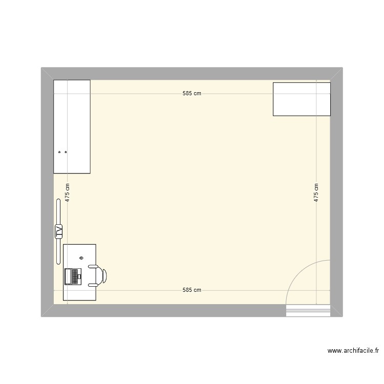 Salle de Ref. Plan de 1 pièce et 28 m2