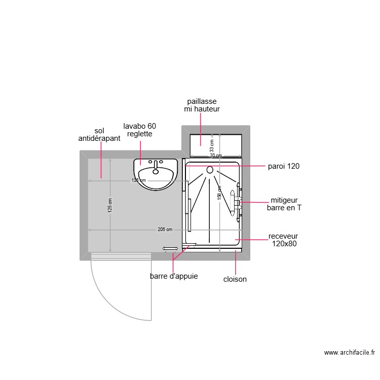 autrive. Plan de 1 pièce et 3 m2