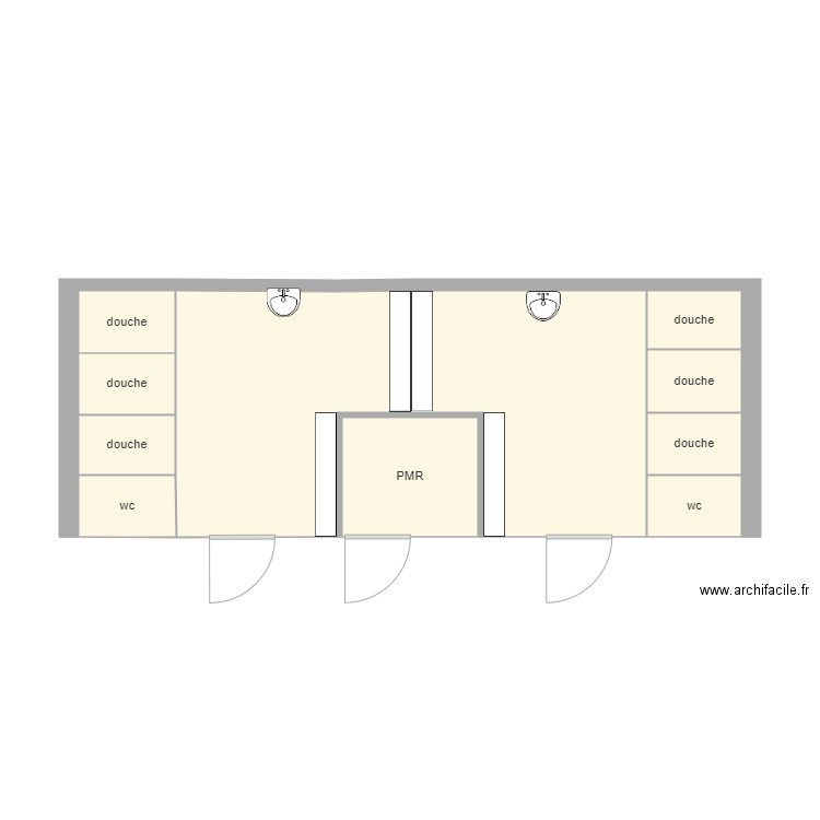 vestiaire rénové. Plan de 0 pièce et 0 m2