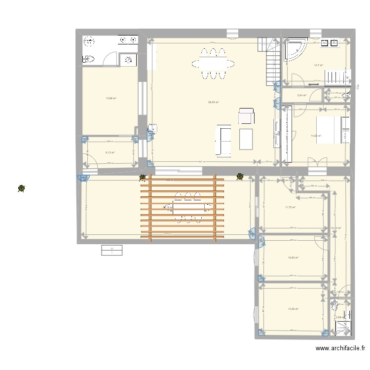 GRANGE extension - indC. Plan de 12 pièces et 194 m2