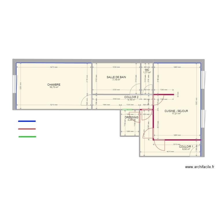 RENOVATION SAINT VALLIER PLAN DEMOLITION. Plan de 7 pièces et 56 m2