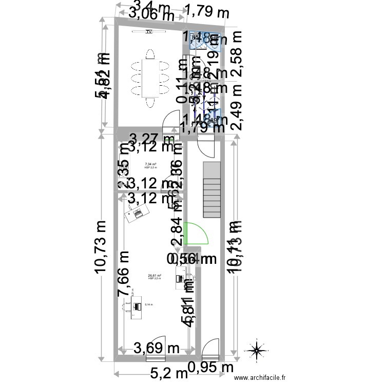 Victoire 52 commerce 2. Plan de 3 pièces et 40 m2