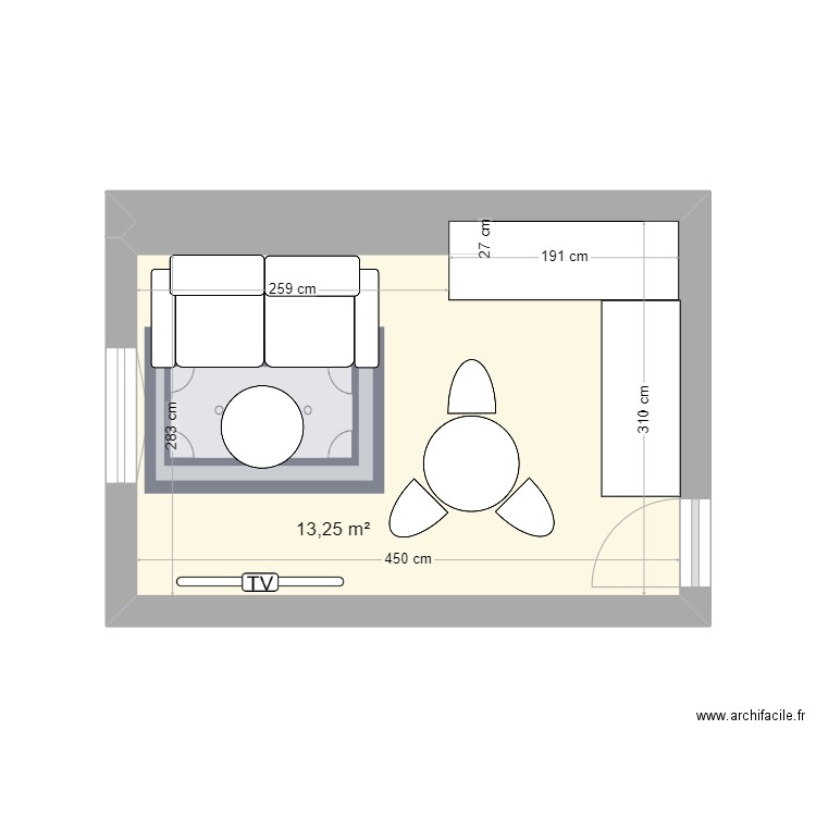 Chambre Expo. Plan de 1 pièce et 13 m2