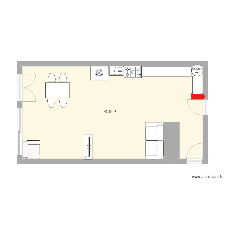 maison mamie. Plan de 1 pièce et 42 m2