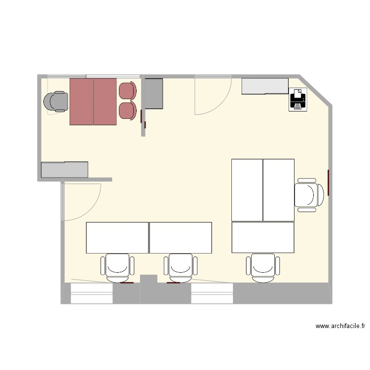 Bureau. Plan de 1 pièce et 36 m2