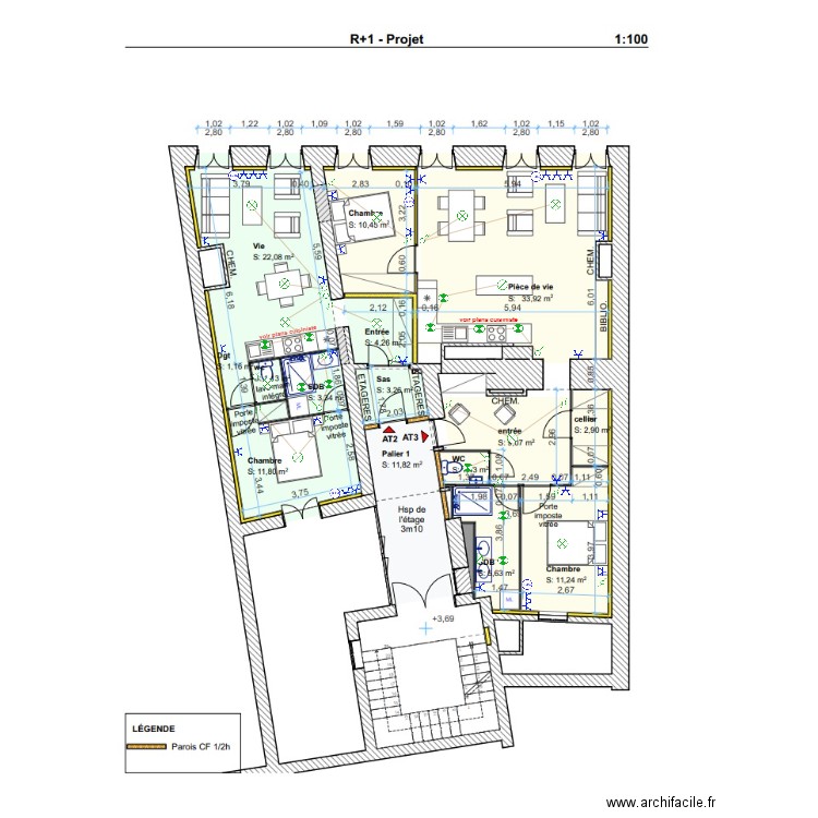 FITTE R+1. Plan de 0 pièce et 0 m2