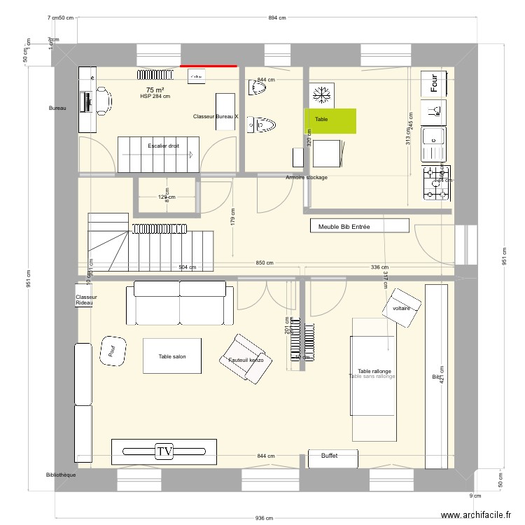 Les Myrthes  meubles CUISINE. Plan de 1 pièce et 75 m2