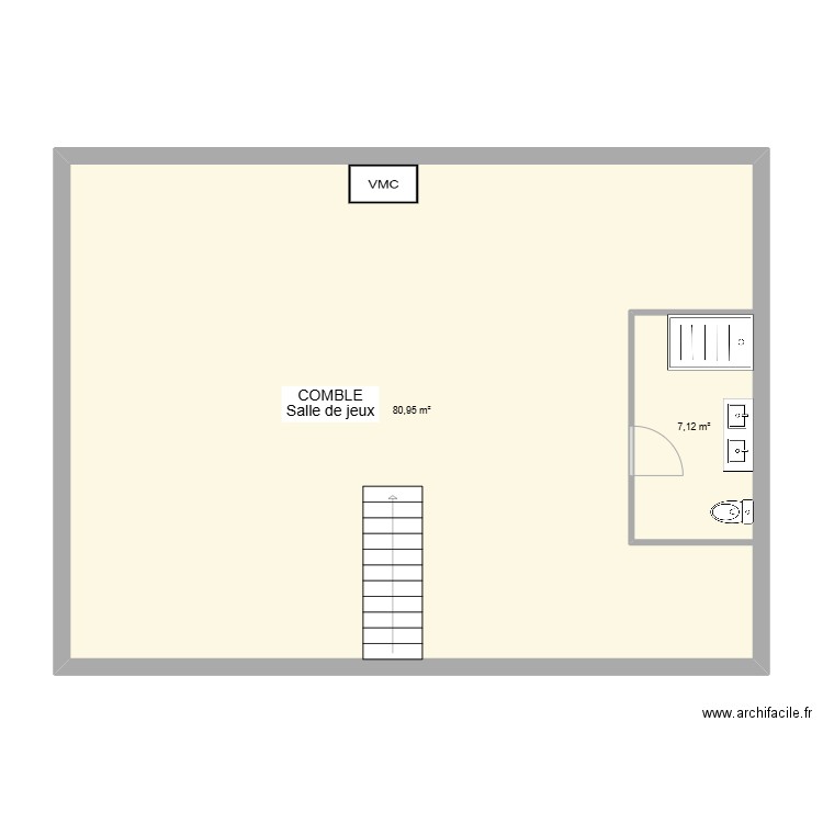CAMPO. Plan de 2 pièces et 96 m2