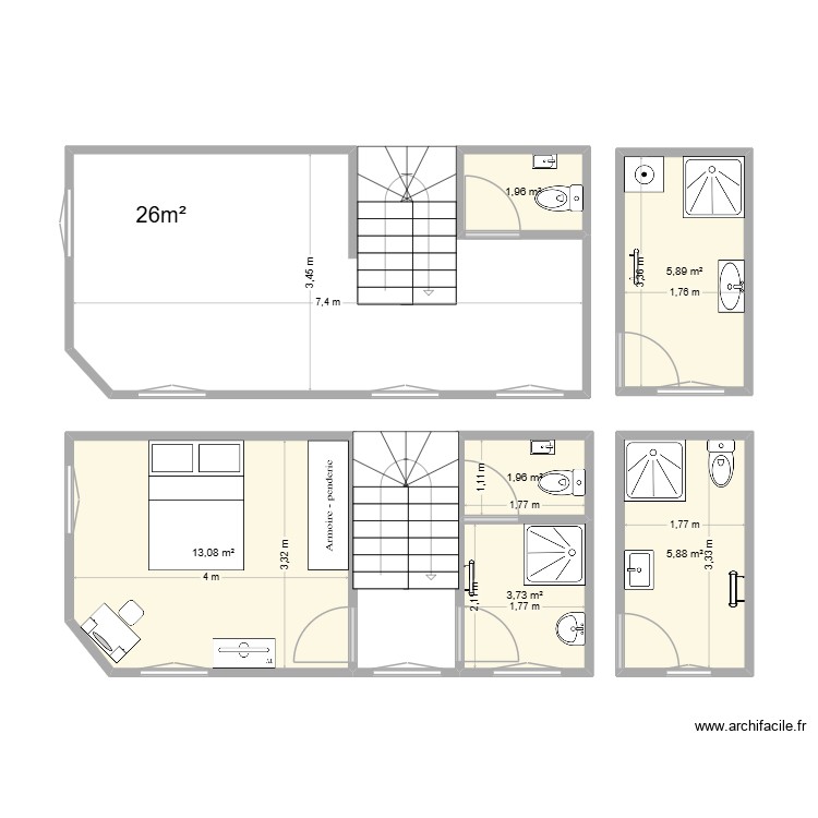 Lillebonne1 étage d\'origine. Plan de 0 pièce et 0 m2
