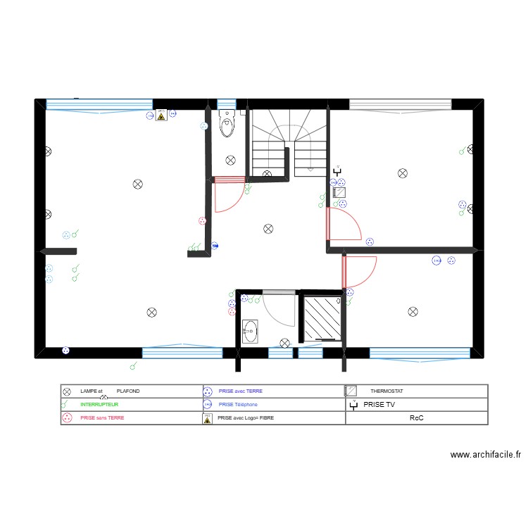 PLAN ÉLECTRIQUE RdC MICHEL ACTUEL. Plan de 3 pièces et 22 m2