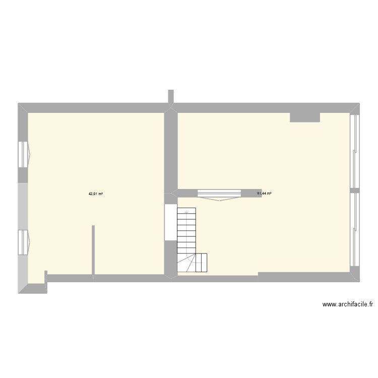 S L. Plan de 2 pièces et 93 m2