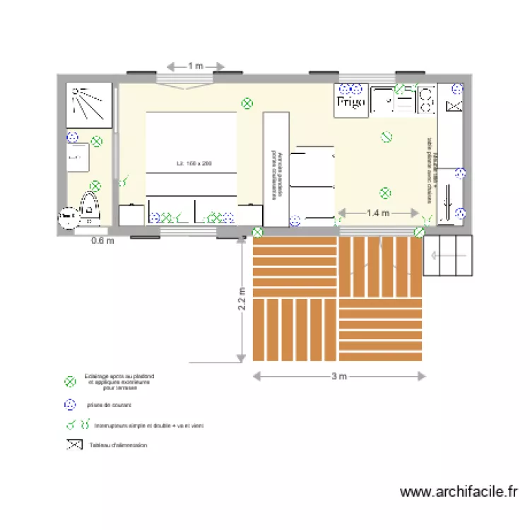 Roulotte BERINGUER 720 m x 280. Plan de 