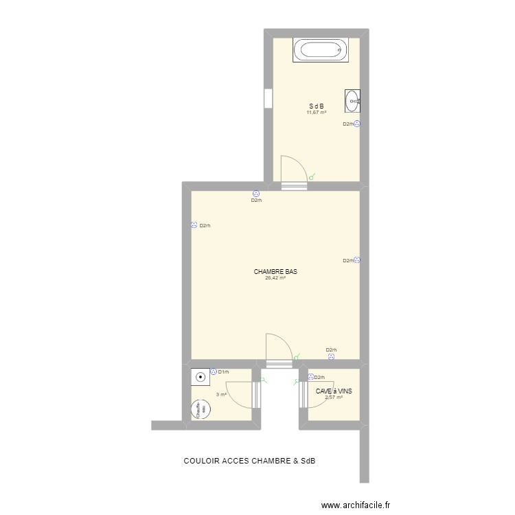 BERNARD EXTENSION CHAMBRE & SDB . Plan de 0 pièce et 0 m2