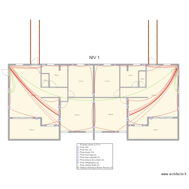 plan immeuble  / 4 lots  NIV 1 PRISES. Plan de 0 pièce et 0 m2
