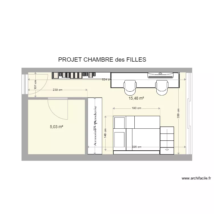chambre filles. Plan de 