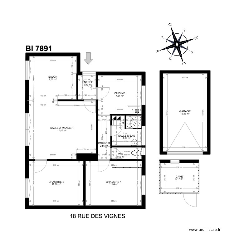 PLANS BI 7891. Plan de 12 pièces et 89 m2