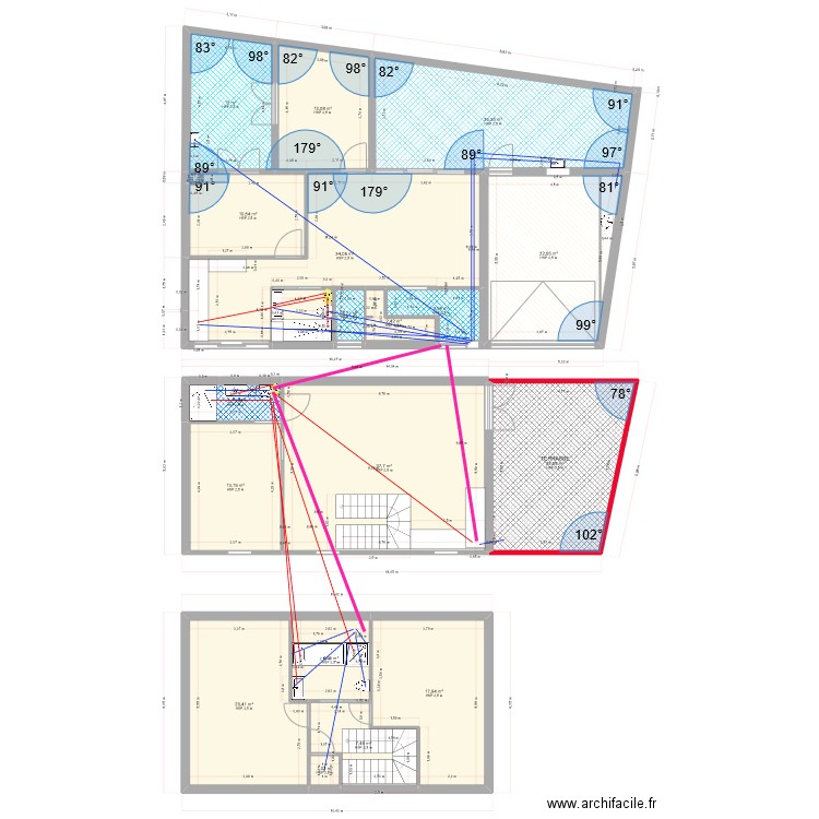 auray RDC et R+1 le 28-06-23 réseaux eau. Plan de 19 pièces et 258 m2