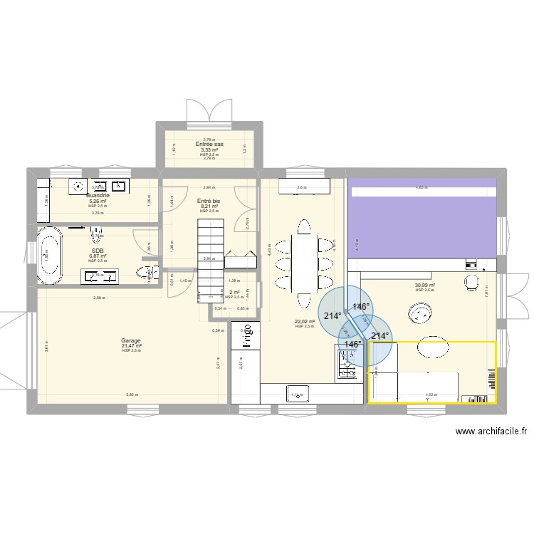 Version à deux. Plan de 0 pièce et 0 m2