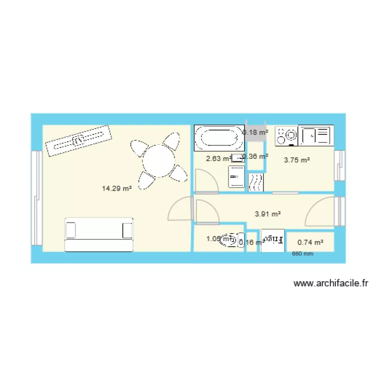 asile1 meubl&eacute;. Plan de 