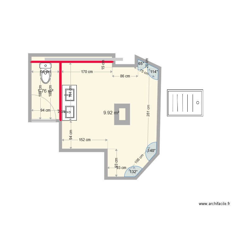 Salle de bain WC sous combles. Plan de 0 pièce et 0 m2