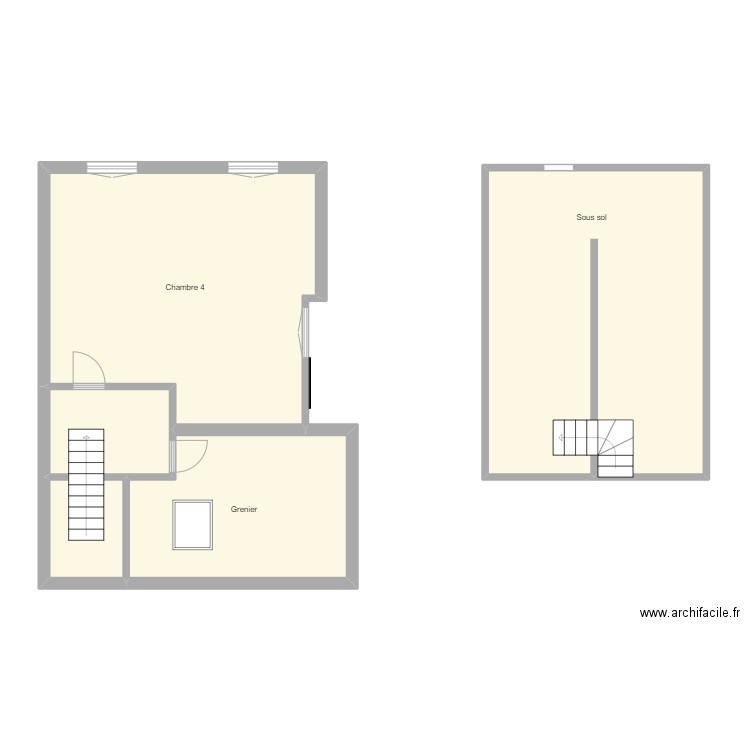Croquis SACHS 2ème et cave. Plan de 0 pièce et 0 m2