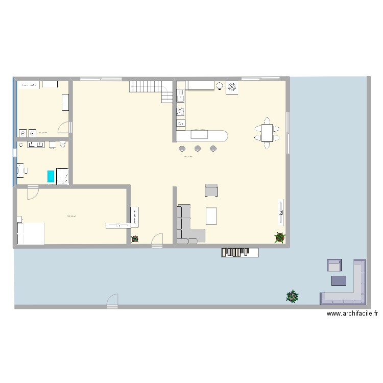 ma maison. Plan de 3 pièces et 220 m2