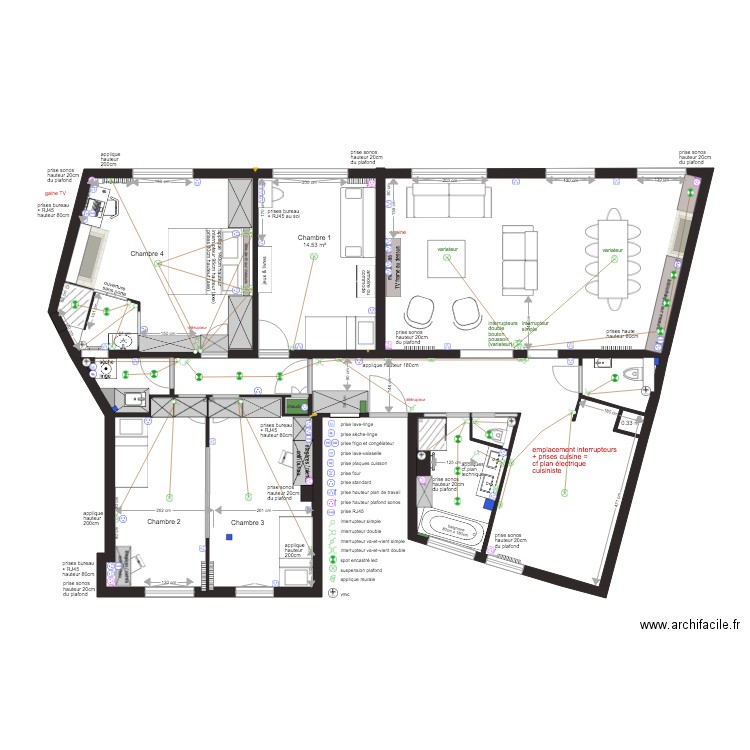 plan projet chateau neuilly plan elec V5. Plan de 0 pièce et 0 m2