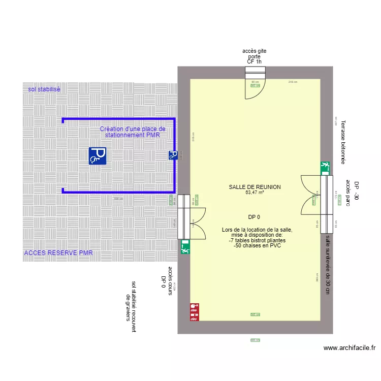 SALLE DE REUNION COTE hand APRES AMENAGEMENTS. Plan de SALLE DE REUNION COTE hand APRES AMENAGEMENTS. Plan de
