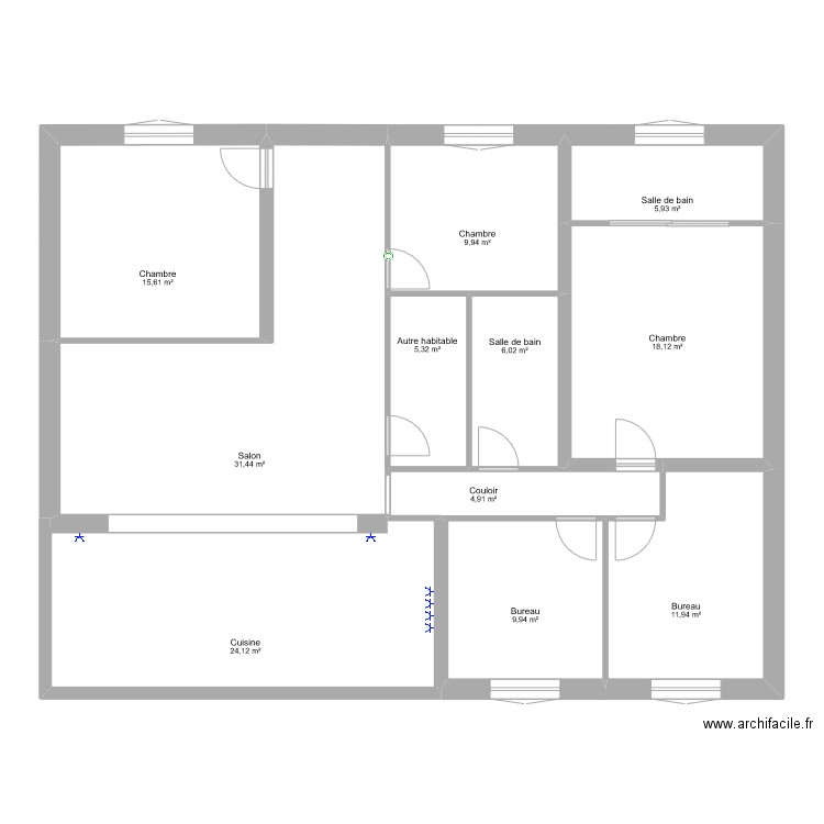 17 miraut last. Plan de 11 pièces et 143 m2