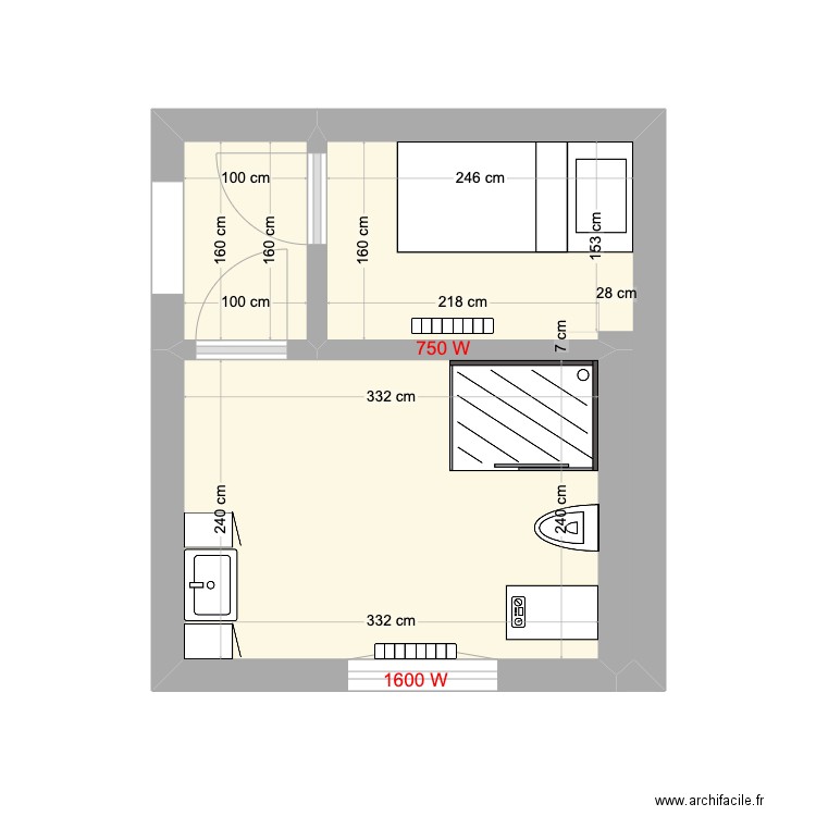 Maison Guy Lechien Chambre C Etage 2. Plan de 3 pièces et 13 m2
