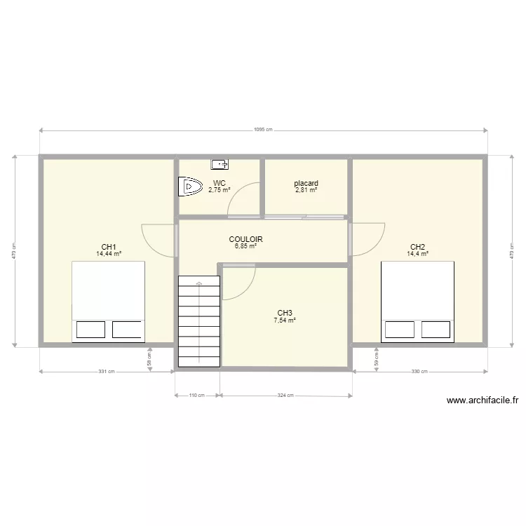 etage maison poix. Plan de 