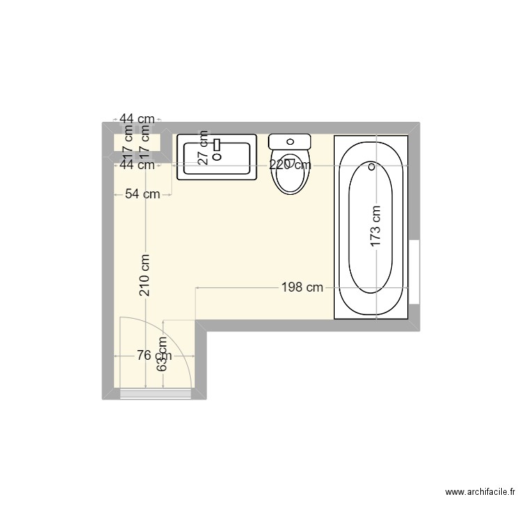 Florina_actuel. Plan de 2 pièces et 5 m2