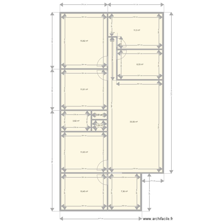 Bailly . Plan de 11 pièces et 116 m2