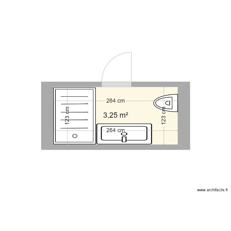 Sdd 2 Pynes V2. Plan de 1 pièce et 3 m2